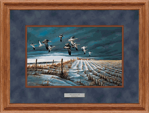 Winter Snows Deluxe Oak Framed